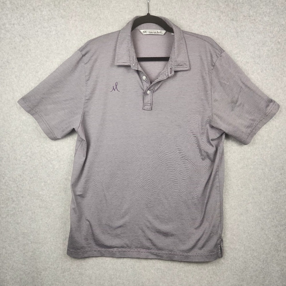 Travis Matthew Polo Mens‎ Size Large Purple Stripped Golf Performance Shirt